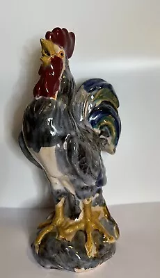 Vintage Majolica Hand-Painted Ceramic Rooster 12in • $65