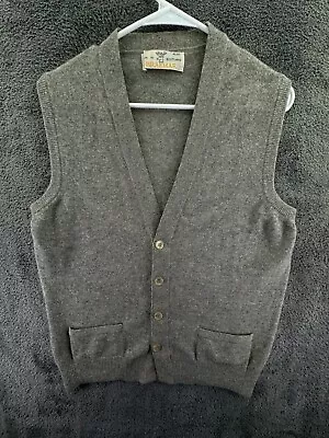 VTG Braemar Scotland Pure New Wool Sweater Vest Men Gray Cardigan 42/107 ~medium • $24.37
