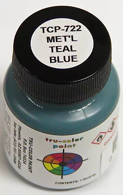 METALLIC TEAL BLUE TRU-COLOR AIR BRUSH PAINT Automobile Car Truck Model TCP722 • $10.49