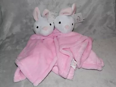 Moon And Stars Bunny Comforter Soft Toy TWO NEW Pink Rabbit Blankie TJM • £13.95