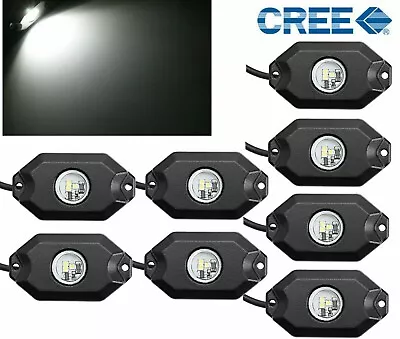 8pc WHite Rock Lights LED Dome Lights Off-Road Under Car Light White Pod Jk Rzr • $39.99