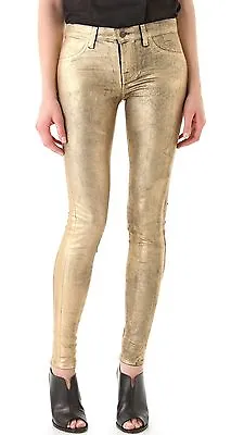Nwt $238 J Brand 801 Super Skinny Mid Rise Coated Jeans Pants ~Gold *23 • $79.99