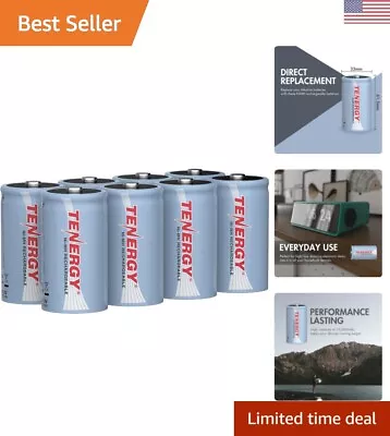 D Cell Rechargeable Batteries - 10000mAh NiMH 8-Pack - UL Certified • $83.99