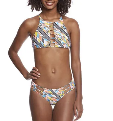 VOLCOM Women's Small Tidal Motion Bikini Bottoms Cheeky Swim Surf Beach New • $7.96