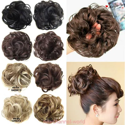 $8.72 • Buy Real Thick One Piece Curly Hair Extension Hairpiece Bun Updo Scrunchie Pony Tail