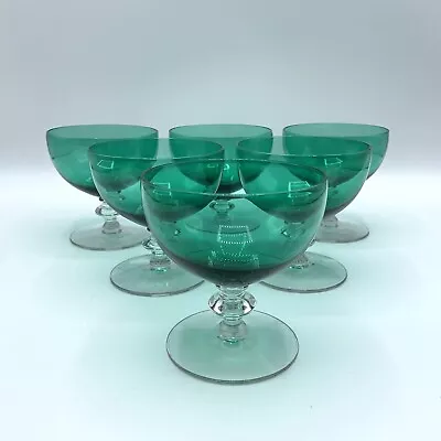 $66 • Buy Vintage MORGANTOWN Radiant Steigel Green Low Sherbet/Champagne Glasses /hge