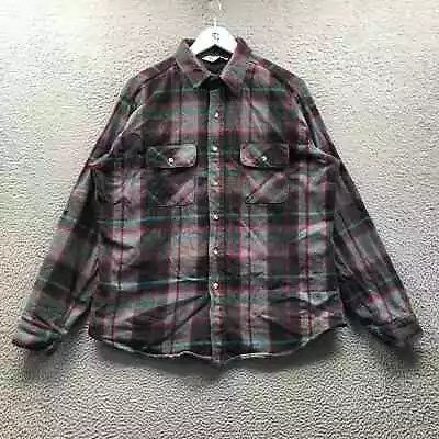 Vintage Five Brother Flannel Button Up Shirt Men's XL Long Sleeve Gray Maroon • $24.99