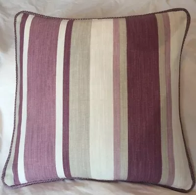 Cushion Cover Laura Ashley Awning  Stripe Plum Fabric Piped Plum 16  • £19.50