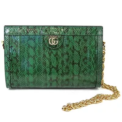 Gucci Ophidia Double G Small Snakeskin & Metal Shoulder Bag In Emerald  • $499.99