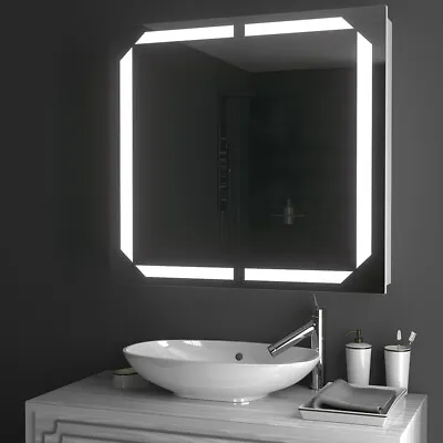 Wall Mirror Cabinet W/ Light Led Bathroom Medicine Cabinet Double Door Demisting • £189.95