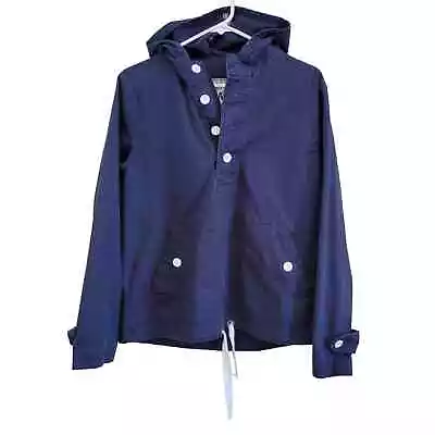 Merona Henley Navy Blue Long Sleeve Drawstring Hem Pullover Hoodie Size Medium • $12