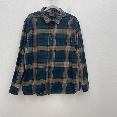 Eddie Bauer Green Blue Tan Plaid Flannel Cotton Button Up Shirt Mens Size XXL • $19.95