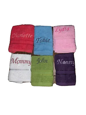 £4.77 • Buy Ideal Gift  Personalised Embroidery Face, Hand , Bath Towels Colour Choice