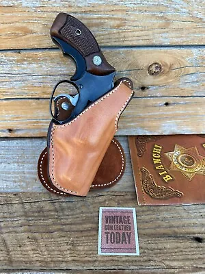 Vintage Bianchi 56L Brown Leather Suede Lined Paddle Holster For S&W 36 Chiefs • $149