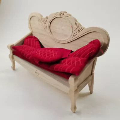 1:12 Scale Dollhouse Miniature Victoria ChairsPlain Unpainted Sofa Red Furniture • $10.49