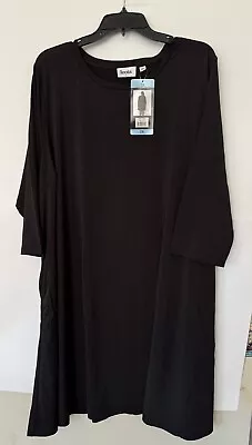 Leota Women's Quarter Sleeve Swing Mini Dress Black Size 3X NWT • $20