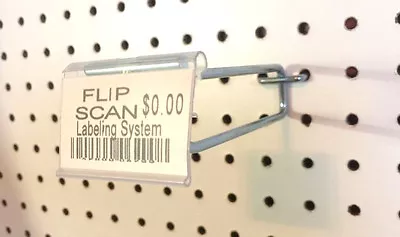 10 PACK 8 Inch Flip Scan™ Metal Peg Hooks With Label Holder 3/16 & 1/4 Pegboard • $16.27