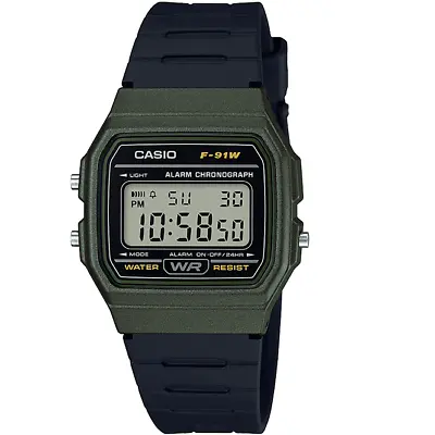 Casio F-91 Series Black Blue Green & Gold Vintage Retro Unisex Digital Watch • $46.95