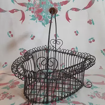 Vintage Antique Farmhouse Heart Shape Metal Wire Basket • $75