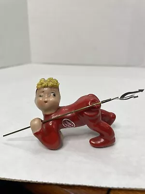 Lefton Devil Pixie Elf Figurine Complete With Pitchfork Vintage HTF • $50