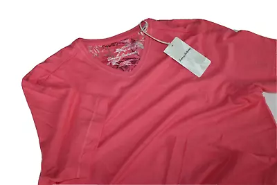 Tommy Bahama Tee Shirt Wave Tropic V Neck Tutti Fruitti Pink New SS Medium M • $34.95