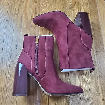 Vince Camuto Enverna Heeled Bootie Sz 8 Boots Heels Burgundy NWOB NEW • $52.18