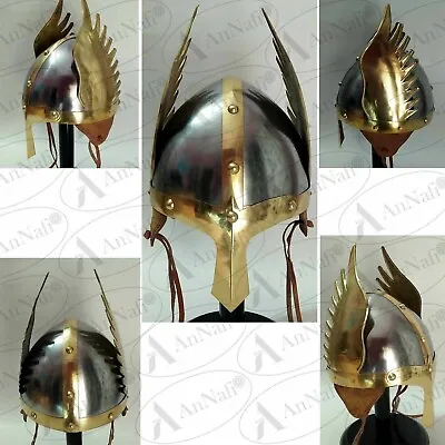 Medieval Knight Viking Helmet Armor Winged Norman Helm Fully Wearable With Liner • $88.75