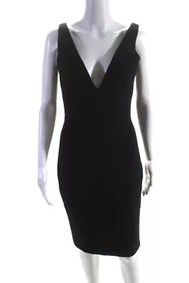 Gianni Versace Womens V Neck Crepe Sleeveless Sheath Dress Black Size 4 • $37