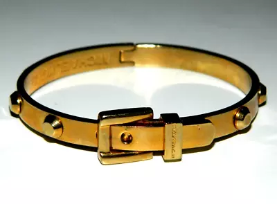 Price Drop Michael Kors Bangle Bracelet  Belt Buckle  Gold Tone 7  Ex Cond • $12