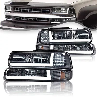 Smoke Lens LED DRL Headlights Fit For 99-02 Chevy Silverado/00-06 Suburban Tahoe • $89.80