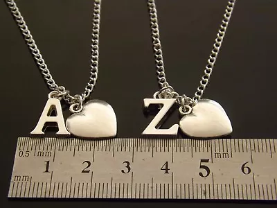 £2.99 • Buy Personalised Solid Heart Pendant Necklace With Silver Plated Initial Letter