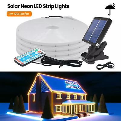 Solar Powered Neon Led Strip Lights Waterproof Ip68 Outdoor Garden Decor Light • £13.08