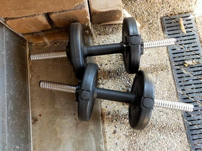 $55 • Buy 2 X 5 - 12.5kg, Dumbbell Set Weight Lifting Plate Barbell