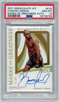 2021 Immaculate Kamaru Usman PSA 10 UFC Marks Of Greatness Autograph /99 GEM-MT • $425