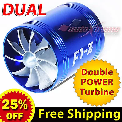 For FORD Air Intake Dual Fan TURBO Supercharger Turbonator Gas Fuel Saver BLUE • $26.40