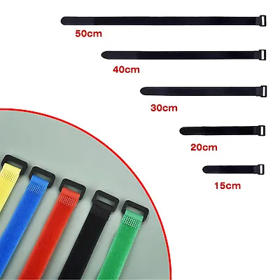 Hook And Loop Buckle Strap Nylon Cable Reusable Tidy Tie Band Different Colours • £2.25