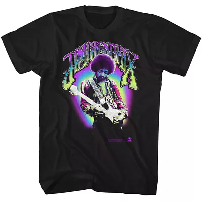 Jimi Hendrix Jamming On Guitar Neon Colors Men's T Shirt Rock Band Music Merch • $34.45
