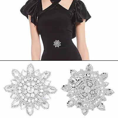 £8.49 • Buy Beautiful Diamante Applique Dress Customization Sew On / Glue On Motif Patch DIY