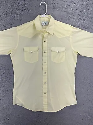 VTG Mesquite Shirt Mens 16.5-35 Yellow Pearl Snap Button Up Western Made In USA • $22.80