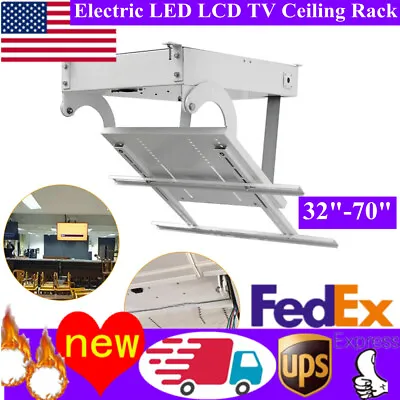 $365.75 • Buy 32 -70  Electric Motorise LCD LED TV Ceiling Hanger Rack Bracket Stand & Remote