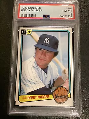 1983 Donruss Bobby Murcer PSA NM-MT #261 New York Yankees BASEBALL CARD Cubs MLB • $23.99