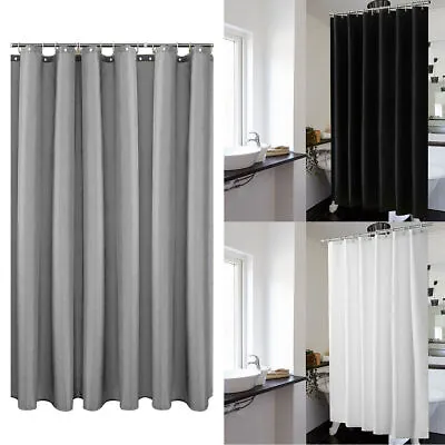 180 X 180cm Shower Curtain Mould Resistant Bathroom Plastic Fabric Curtain Ring • £6.14
