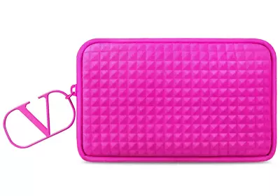 Valentino V Logo Studded Hot Pink Fuchsia Mini Clutch Pouch Bag NWT • $39.99