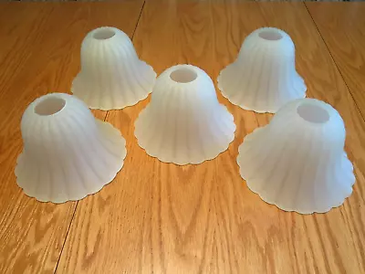 Frosted Glass Set Of 5 Chandelier Lamp Shades Scalloped Pattern • $24.95
