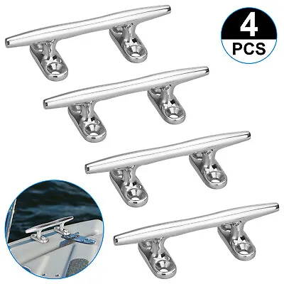 4PCS 4-Inch 316 Stainless Steel Open Base Cleat Boat Dock Cleat Marine Hardware • $18.48