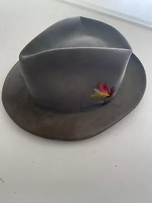Vintage Grey John B. Stetson Company Royal Stetson  7 3/8 Fedora Hat • $55