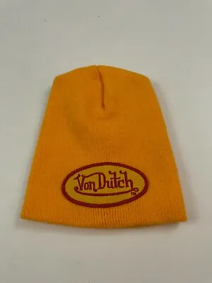 New Von Dutch Logo Knit Originals Vintage Graphic Yellow Beanie One Size • $47.99