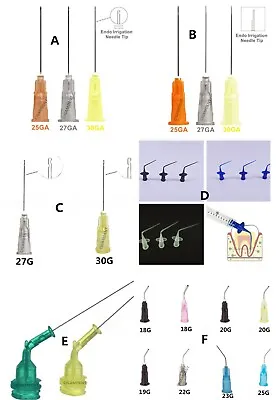 Dental Endo Irrigation Needle 25G 27G 30G Disposable Syringe Tip Side Hole Notch • $7.51