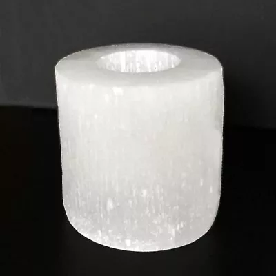 Natural Selenite Crystal Candle Holder Round HANDMADE Mediation Protection Heal • $14.97