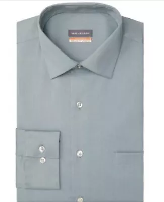 New Van Heusen Mens Regular Fit Flex Collar Dress Shirt Green Long Sleeve XL   • $29.95